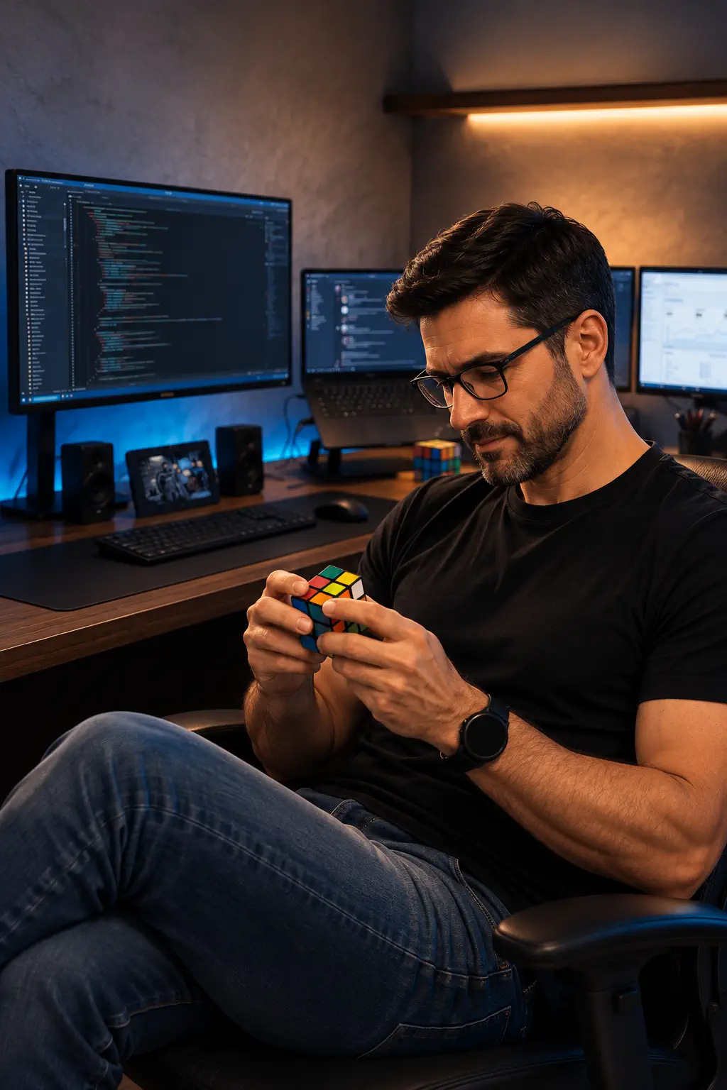 Mario working in his studio